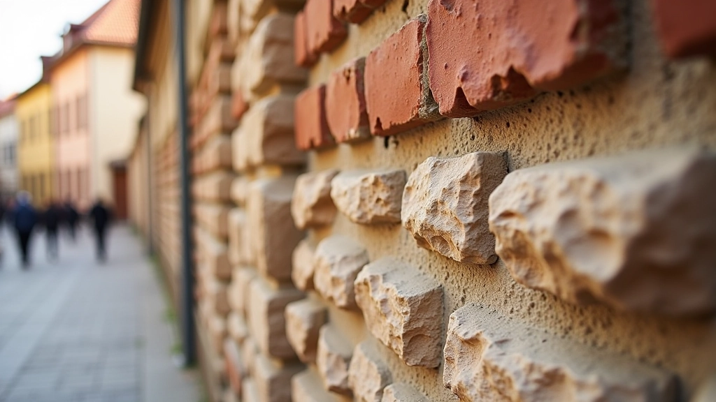 Senamiesčio senos sienos, plytos ir architektūriniai elementai, natūralus apšvietimas